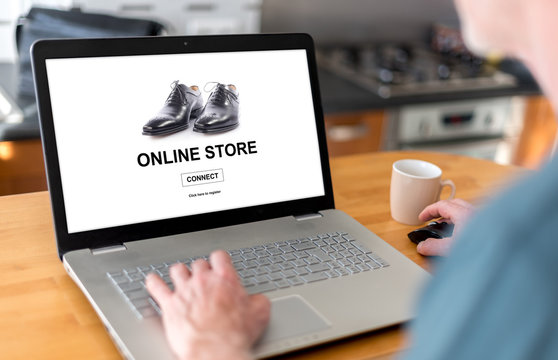 Online store concept on a laptop