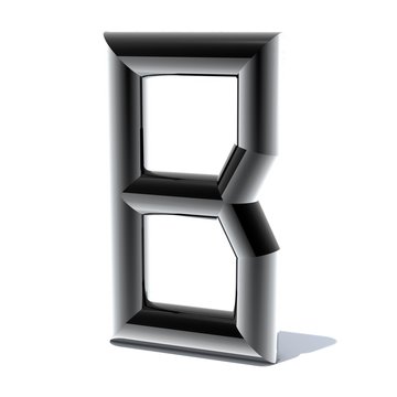3D letters out of shiny silver stainless steel. Round pipe. Letters for engineers and heavy industry. 3D rendering.