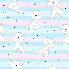 Cute cats colorful seamless pattern background