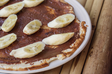 pancake with chocolate and banana