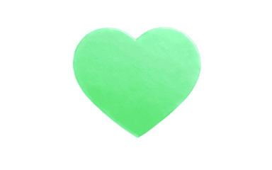 Green heart.  image of nature, young leaf, clean energy, etc. シンプル素材　緑のハートマーク　自然、若葉、クリーンエネルギーなどのイメージ　白色背景