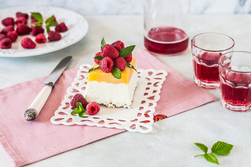 Lemon Semifreddo with Raspberries