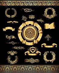 Vorlagenset mit Bannern und Dekorelementen