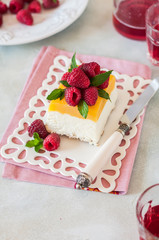 Lemon Semifreddo with Raspberries