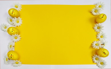 Easter background decorated with chickens