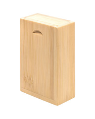 Wooden box isolated on white background. Wood package made from bamboo material. ( Clipping path )