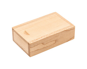 Wooden box isolated on white background. Wood package made from oak material. ( Clipping path )