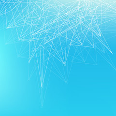 Geometric graphic background molecule and communication. Big data complex with compounds. Perspective backdrop. Minimal array Big data. Digital data visualization. Scientific illustration.