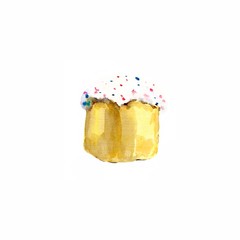 Easter cake hand drawn watercolor