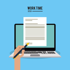 Work time desk vector illustration graphic design