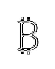 Symbol of cryptocurrency bitcoin, monochromatic version, copy space.