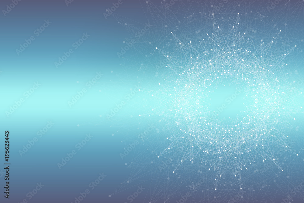 Aufkleber geometric abstract technology background with connected line and dots, illustration.