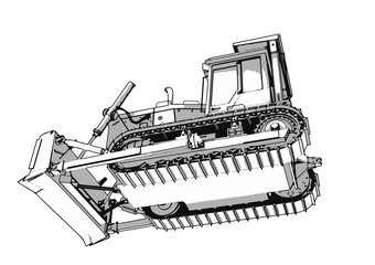 outline vector bulldozer