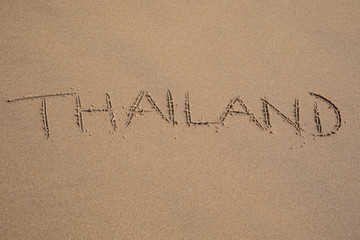 Das Wort Thailand in den Sand geschrieben