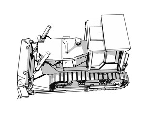 Fototapeta premium outline vector bulldozer