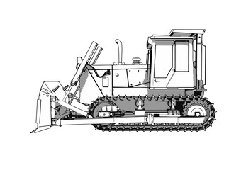 outline vector bulldozer