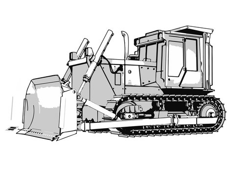 outline vector bulldozer