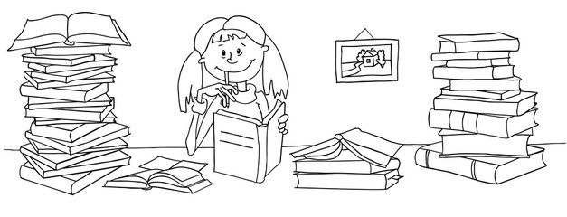 The girl is reading a book.