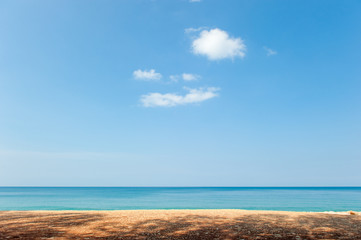 Tranquil beach and blue sky on sunny summer.