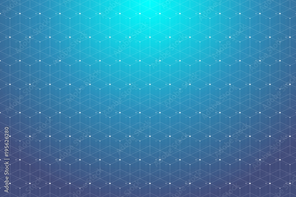 Poster Geometric pattern with connected line and dots. Graphic background connectivity. Modern stylish polygonal backdrop for your design, illustration.