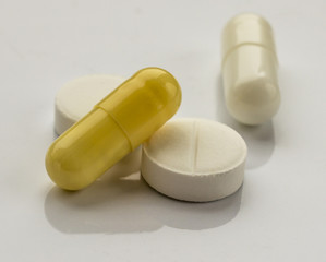 pills on white background