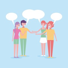people avatar with speech bubble dialog conversation vector illustration