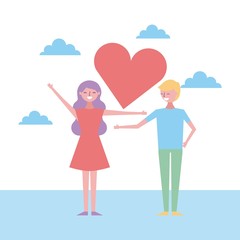 people couple love happy together vector illustration