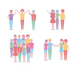 set of people characters community friends partnerships vector illustration