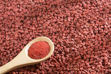 Achiote grains and powder - Bixa orellana