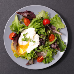 salad with poached egg