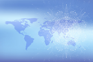 Geometric graphic background molecule and communication. Big data complex with compounds. Perspective backdrop. Minimal array Big data. Digital data visualization. Scientific illustration.