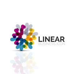 Abstract flower or star, linear thin line icon. Minimalistic business geometric shape symbol created with line segments