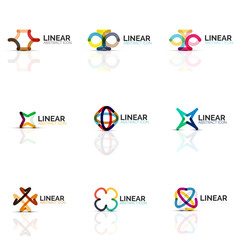 Set of abstract flower or star minimalistic linear icons, thin line geometric flat symbols for business icon design, abstract buttons or emblems