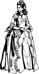 Fototapeta na wymiar Medieval woman in a lavish ball gown