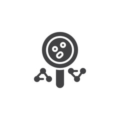 Fototapeta premium Magnifying glass and molecule vector icon. filled flat sign for mobile concept and web design. Magnifier, molecule simple solid icon. Symbol, logo illustration. Pixel perfect vector graphics