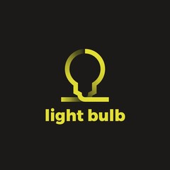 Vector gradient logo of yellow light bulb with shadows. Light bulb ribbon logotype