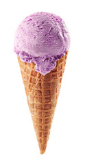 Blueberry ice cream with cone