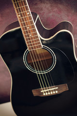 Obraz na płótnie Canvas black acoustic guitar