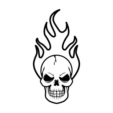Skull With Fire Vector