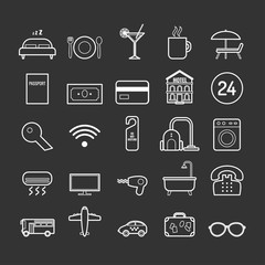 Set of vector line hotel icons for web design and decoration