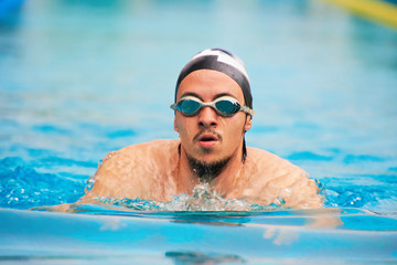 Man in swimming goggles