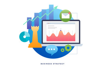 Business strategy, planning analyzing project, financial report. Colorful icon for infographics, presentation, UI/UX, website, mobile application and printed materials. Vector illustration flat style.