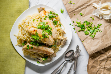 Grilled Chicken Mushroom Spaghetti