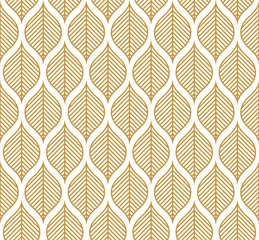 Fototapete Gold abstrakte geometrische Vektor-geometrisches Blatt-nahtloses Muster. Abstrakte Blätter Textur.