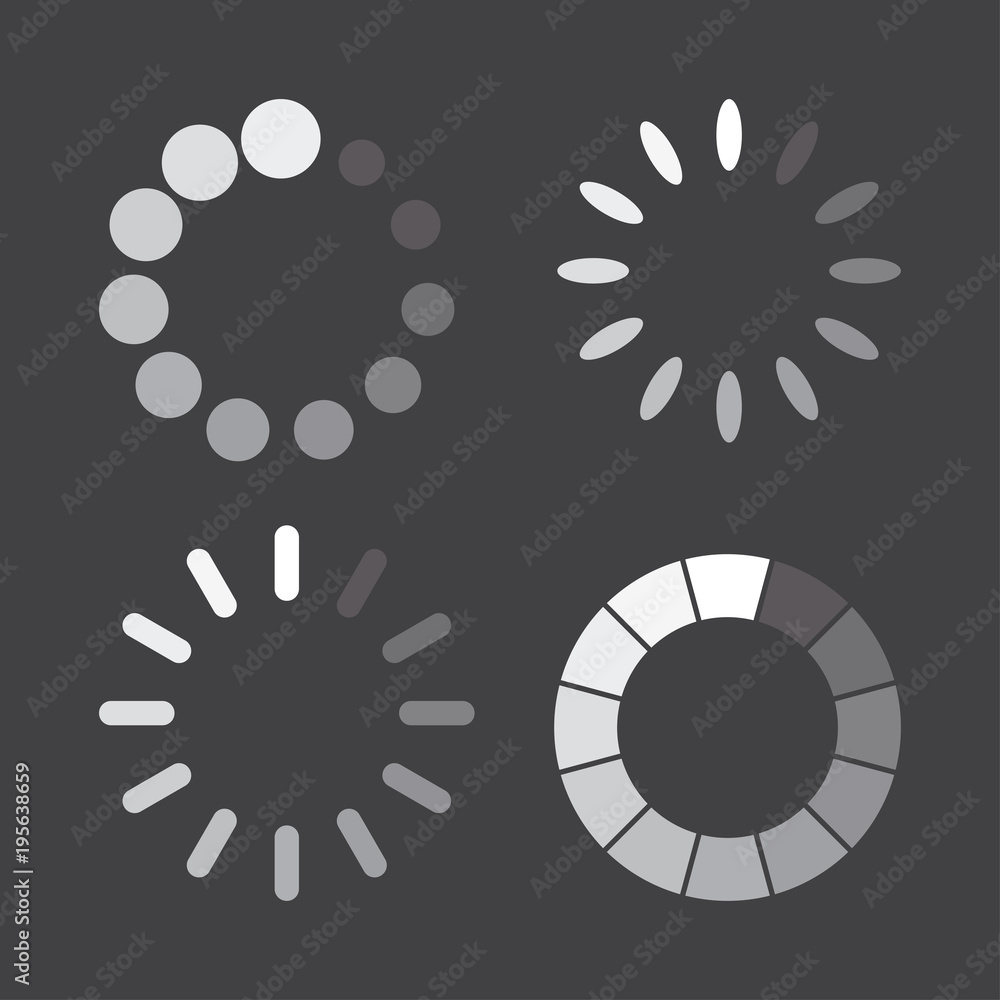 Poster Set of loading icons in a flat design. Vector illustration