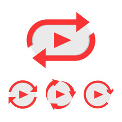 Set of video play button like simple replay icon