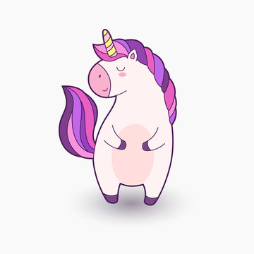 Cute cartoon unicorn. Vector illustration