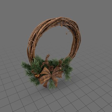 Wood holiday wreath with bow