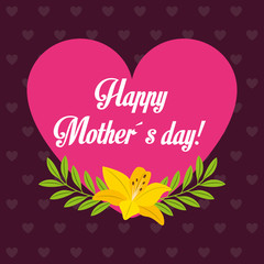 happy mothers day love heart flowers decoration vector illustration