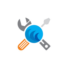 Wave Repair Logo Icon Design